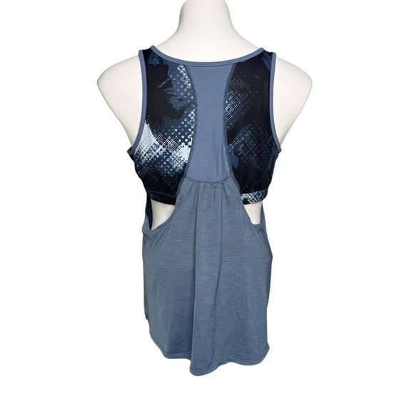 Athleta blue abstract pattern supercharged tank top with built in bra size XL - Picture 4 of 13